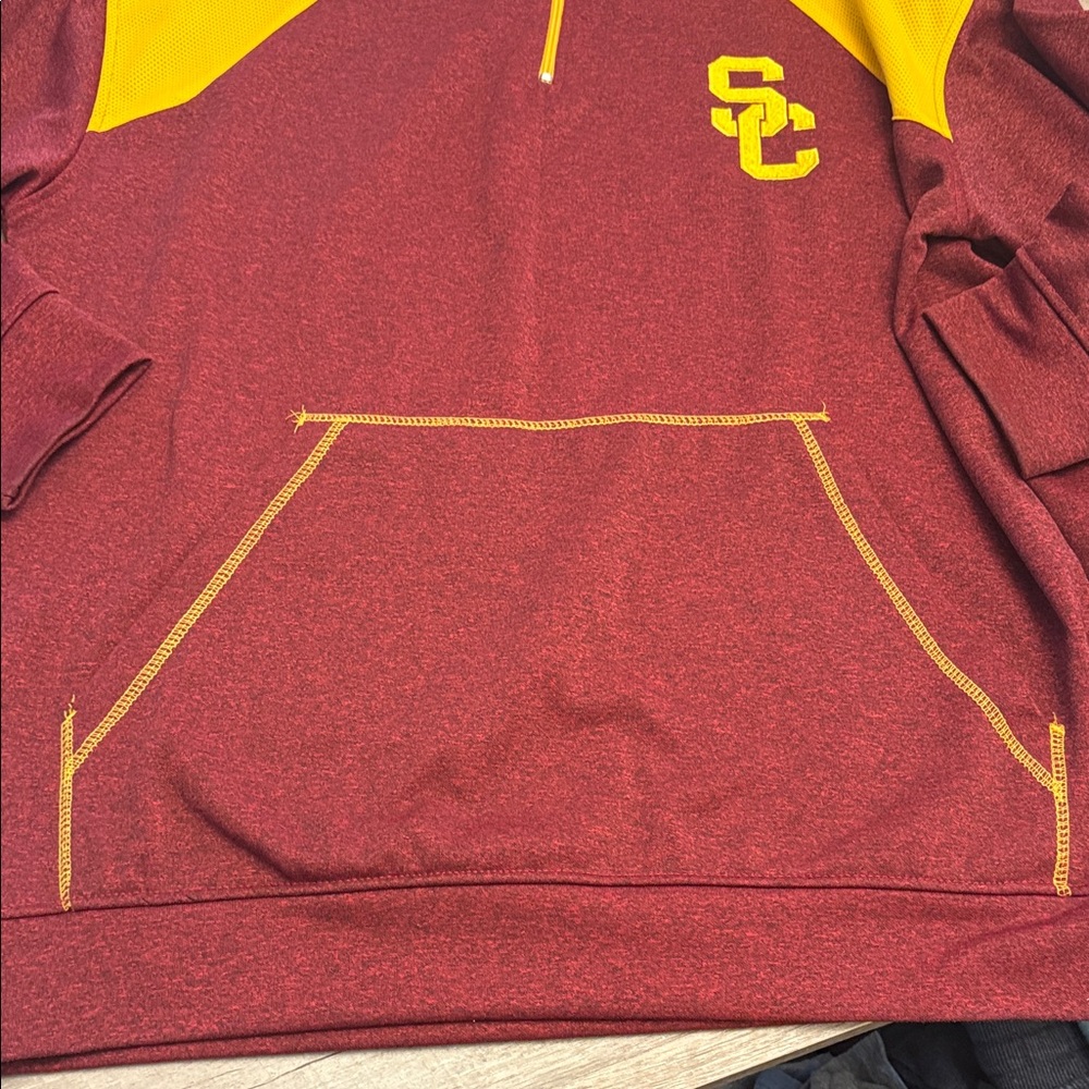 Men's Cardinal USC Trojans Big & Tall Mesh Yoke Quarter-zip- pullover - Picture 5 of 14